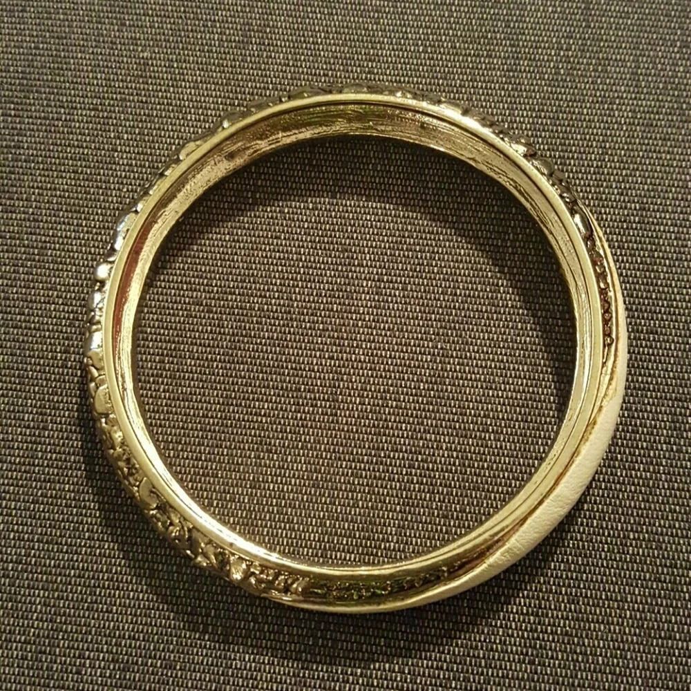 Gold and white pleather bracelet